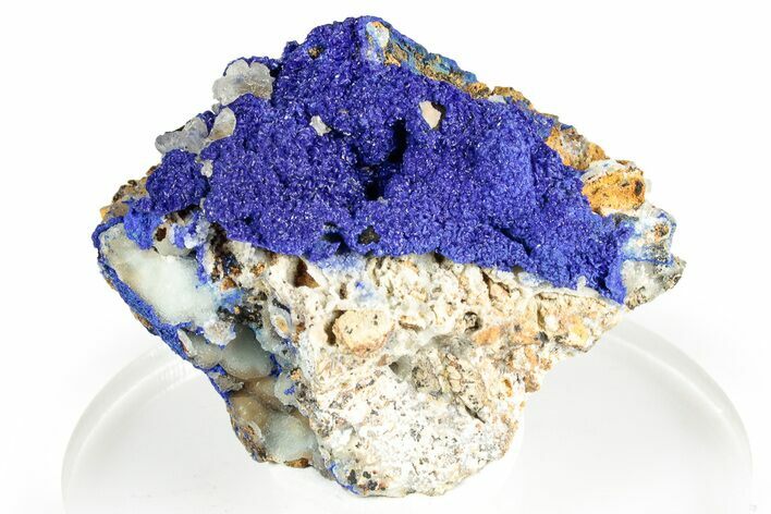 Sparkling Blue Azurite Crystals on Smithsonite - Congo #346135
